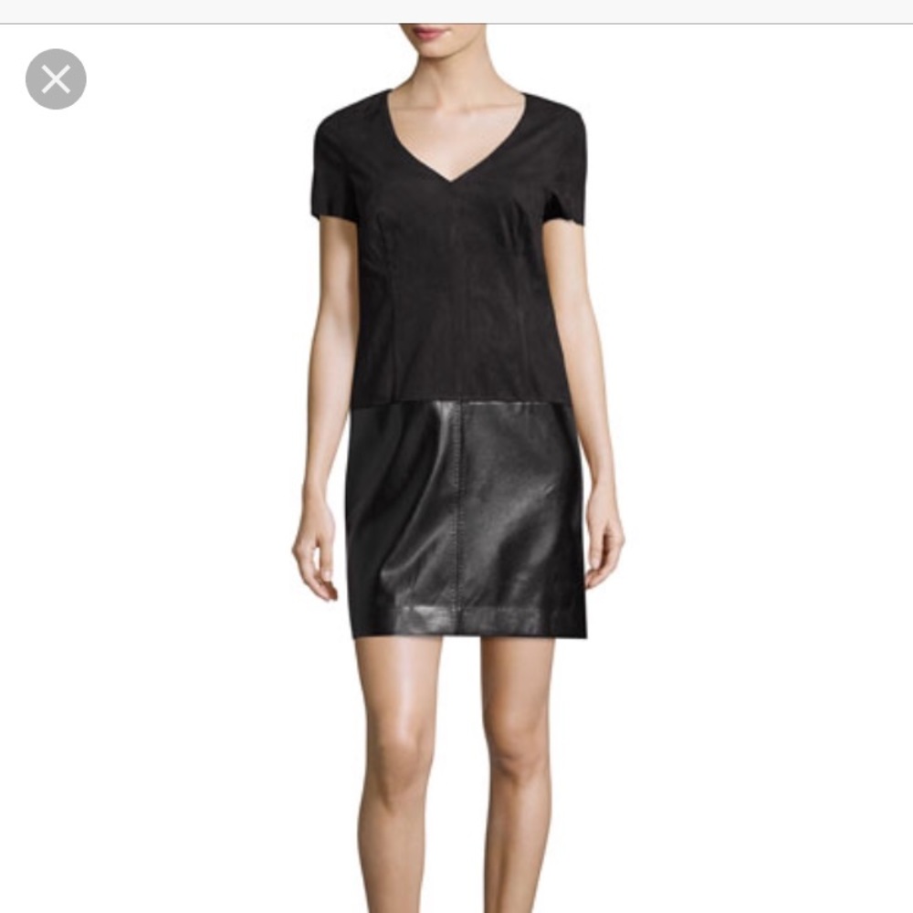 Laundry By Shelli Segal Black Two-Tone V-Neck Mini Dress
